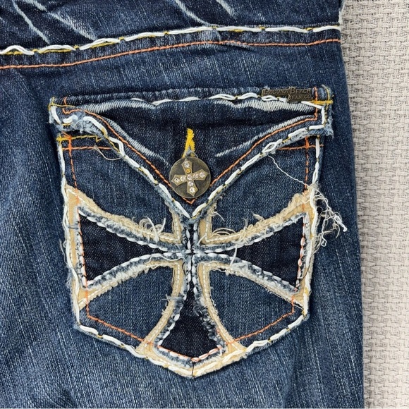 Vtg Laguna Beach Jeans Co Dark Women's Size 27- Y2K Embellished Crosses 2000’s - Picture 10 of 12